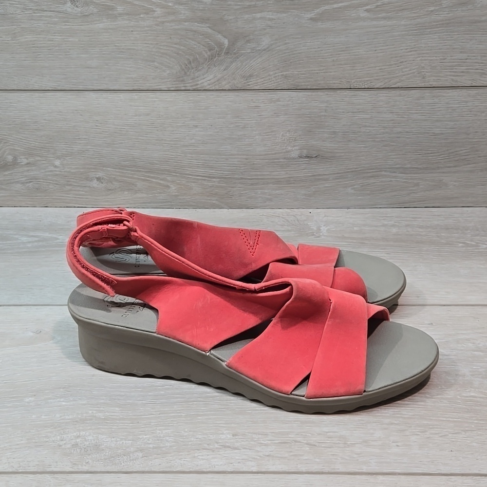 Cloudsteppers by Clarks Women. Oral Caddel Leather Wedge Sandals shoes sz 10M